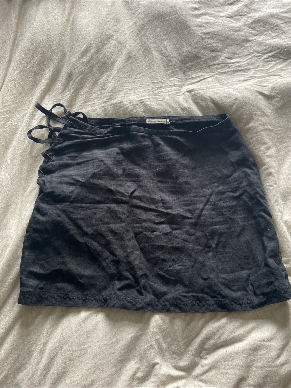 Bees and Bones Black Linen Skirt
